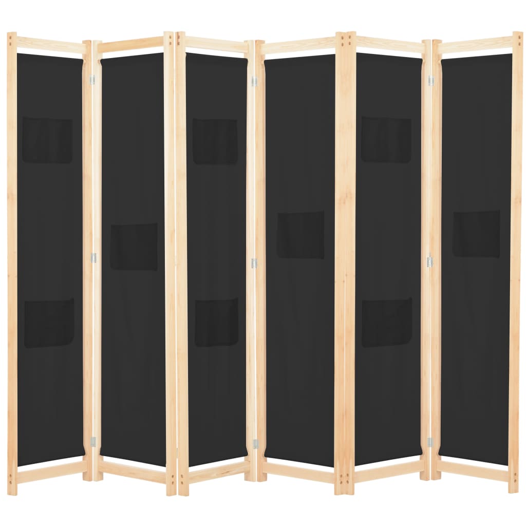 Kamerscherm Met Panelen 240X170X4 Cm Stof 6 Zwart