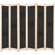 Kamerscherm 6 panelen 240x170x4 cm stof zwart