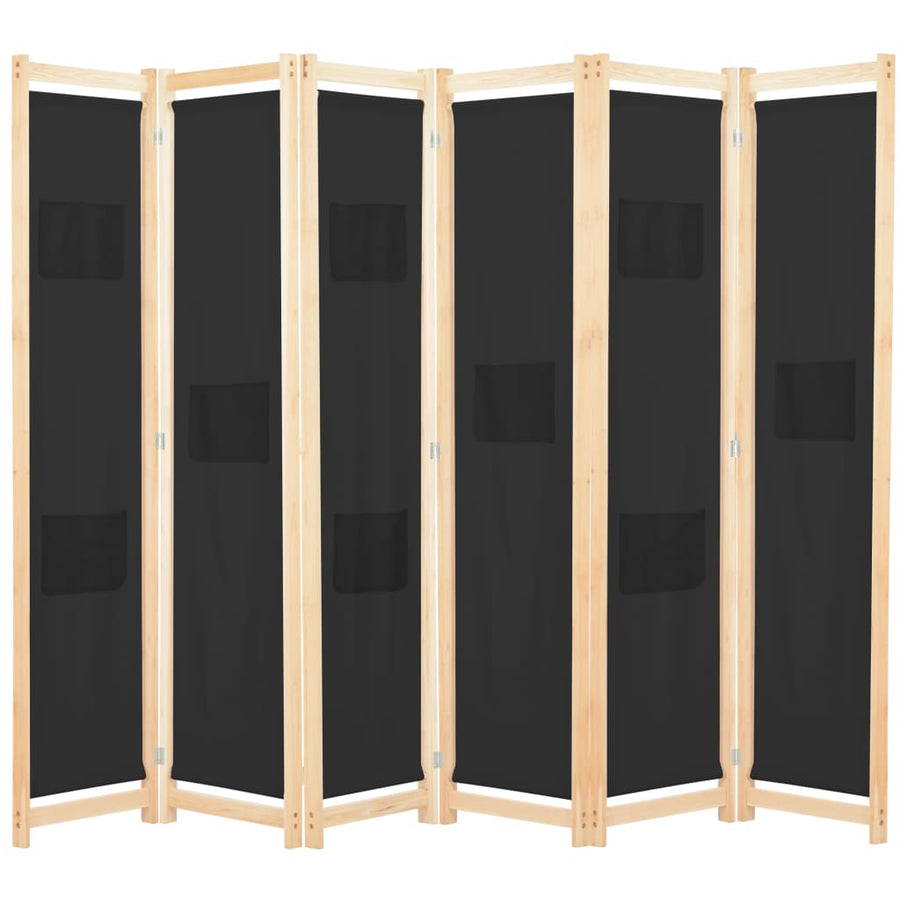 Kamerscherm Met Panelen 240X170X4 Cm Stof 6 Zwart