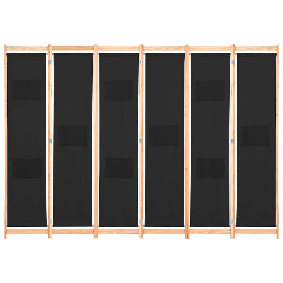 Kamerscherm Met Panelen 240X170X4 Cm Stof 6 Zwart