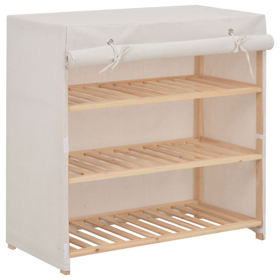 Schoenenkast Met Hoes 79X40X80 Cm Stof Wit