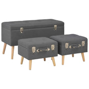 Opbergkrukken set 3 stuks stof donkergrijs