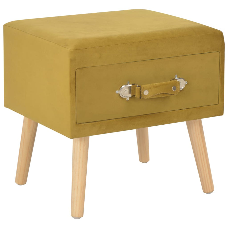 Nachtkastje 40X35X40 Cm Fluweel Mosterdkleurig 1 Mosterdgeel