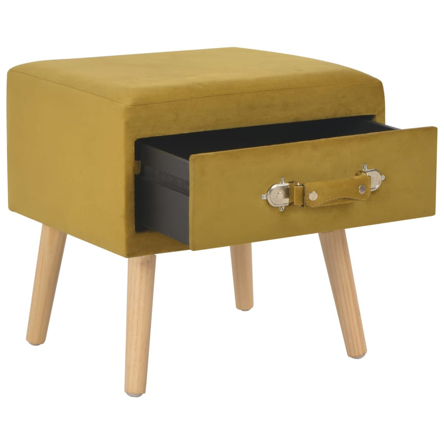 Nachtkastje 40X35X40 Cm Fluweel Mosterdkleurig 1 Mosterdgeel