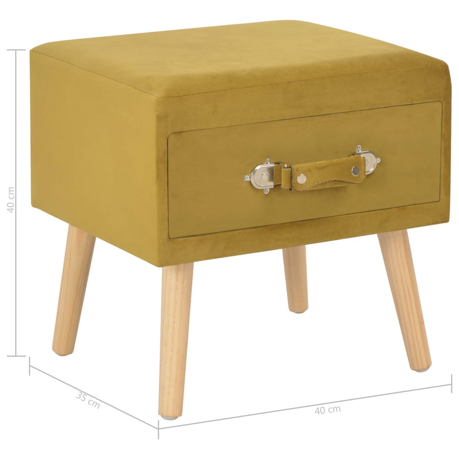 Nachtkastje 40X35X40 Cm Fluweel Mosterdkleurig 1 Mosterdgeel