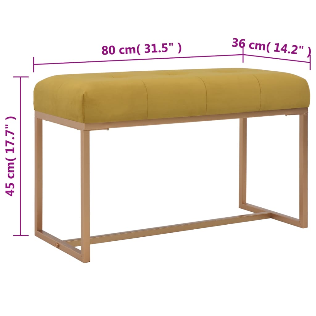 Bankje Fluweel Mosterdkleurig 80 cm Mosterdgeel