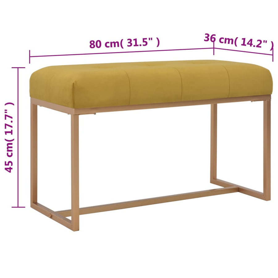 Bankje Fluweel Mosterdkleurig 80 cm Mosterdgeel