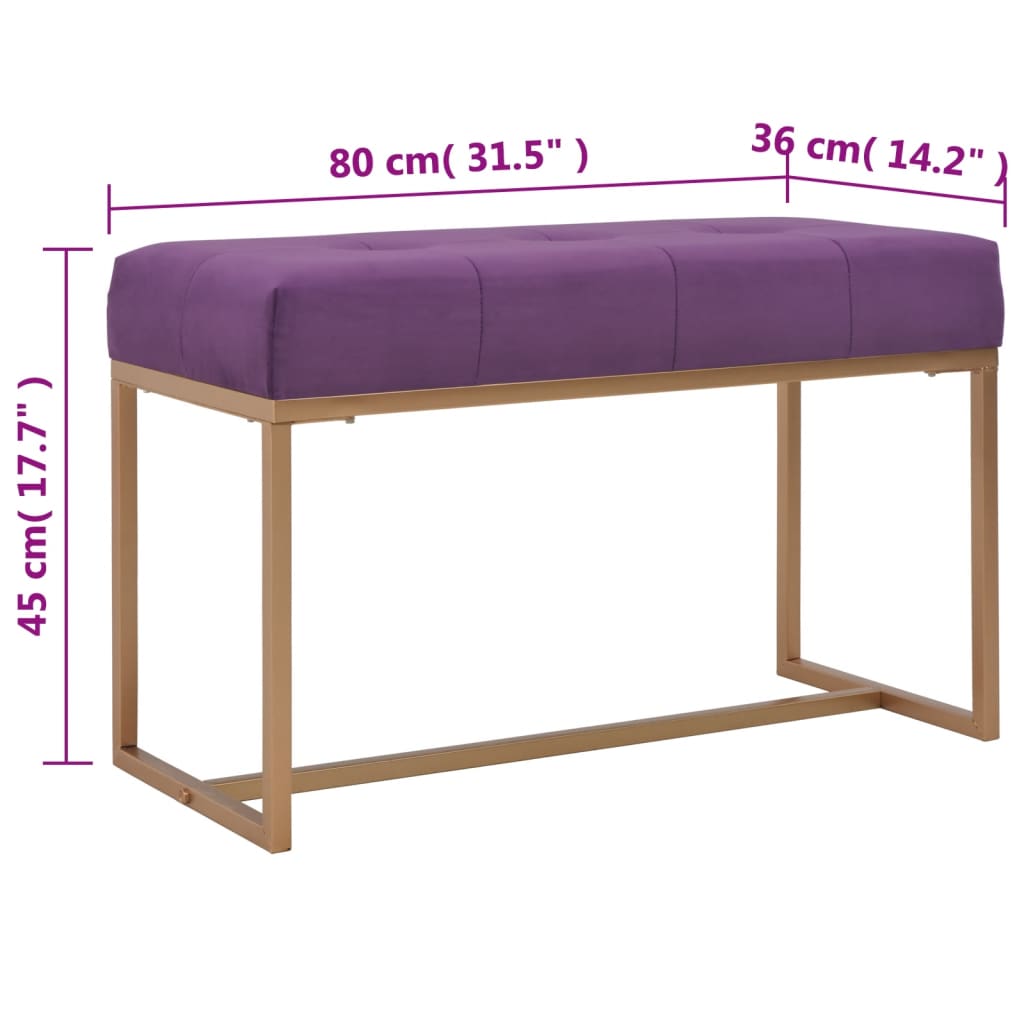 Bankje 80 cm fluweel paars