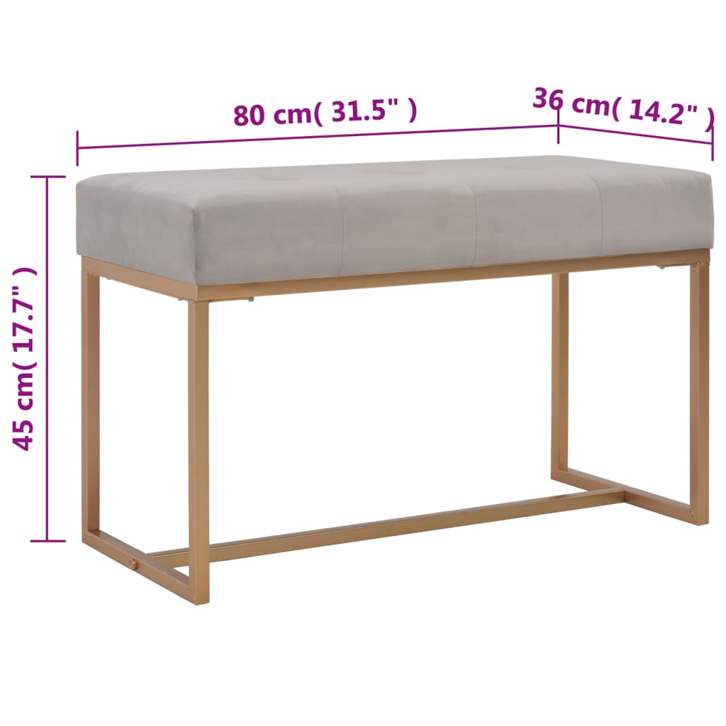 Bankje Fluweel 80 cm Grijs