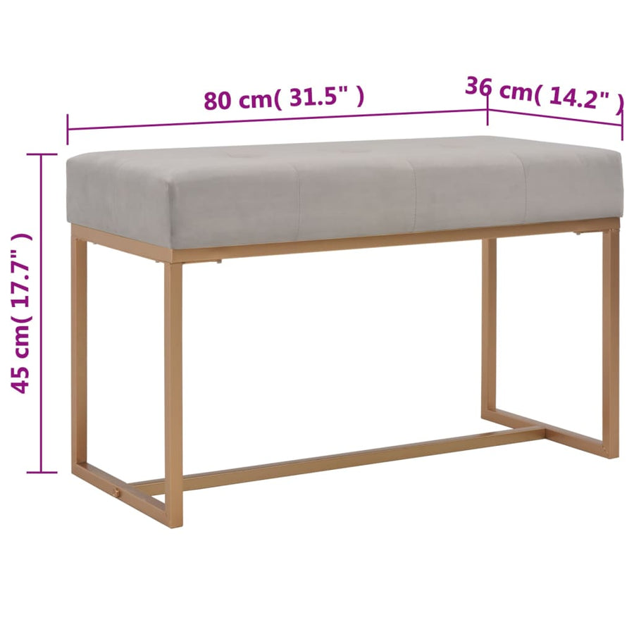 Bankje Fluweel 80 cm Grijs