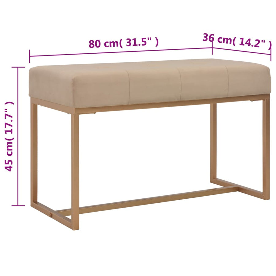 Bankje 80 cm fluweel beige
