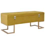 Opbergbankje 105 cm fluweel mosterdgeel