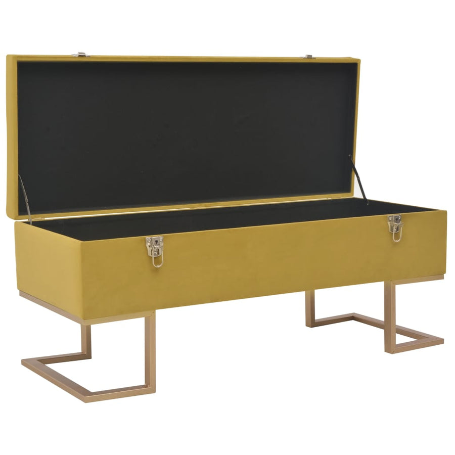 Bankje Met Opbergvak 105 Cm Fluweel Mosterdkleurig Mosterdgeel