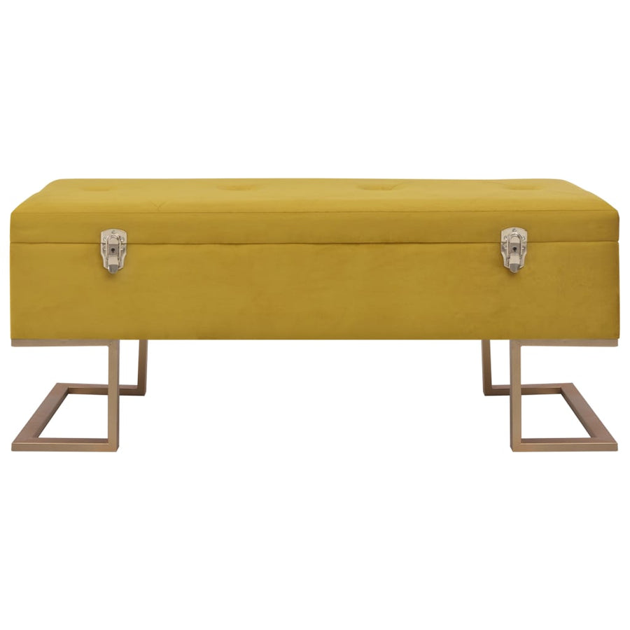 Bankje Met Opbergvak 105 Cm Fluweel Mosterdkleurig Mosterdgeel
