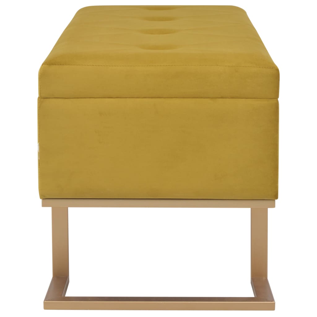 Bankje Met Opbergvak 105 Cm Fluweel Mosterdkleurig Mosterdgeel