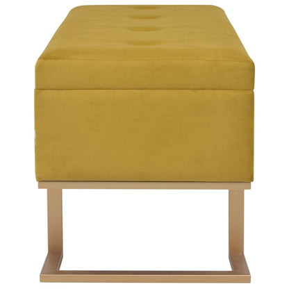 Bankje Met Opbergvak 105 Cm Fluweel Mosterdkleurig Mosterdgeel