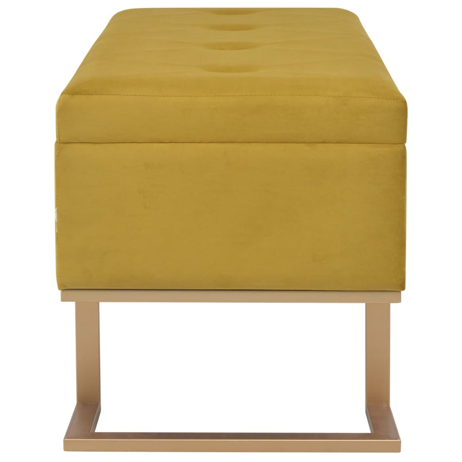 Bankje Met Opbergvak 105 Cm Fluweel Mosterdkleurig Mosterdgeel