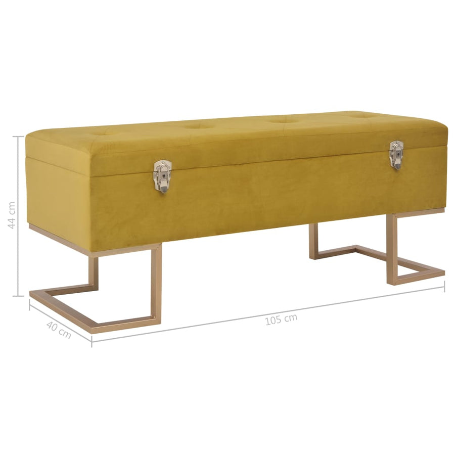 Bankje Met Opbergvak 105 Cm Fluweel Mosterdkleurig Mosterdgeel