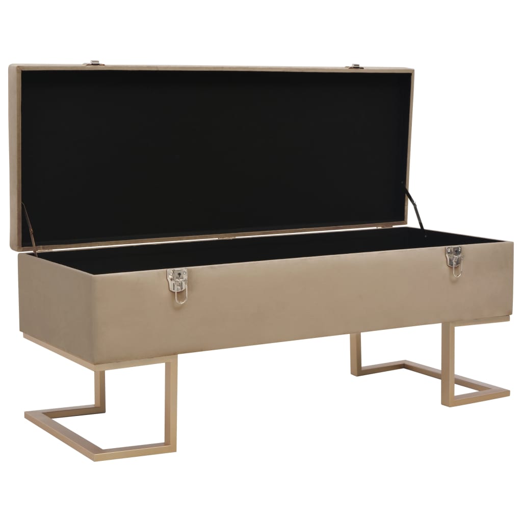 Bankje Met Opbergvak 105 Cm Fluweel Beige