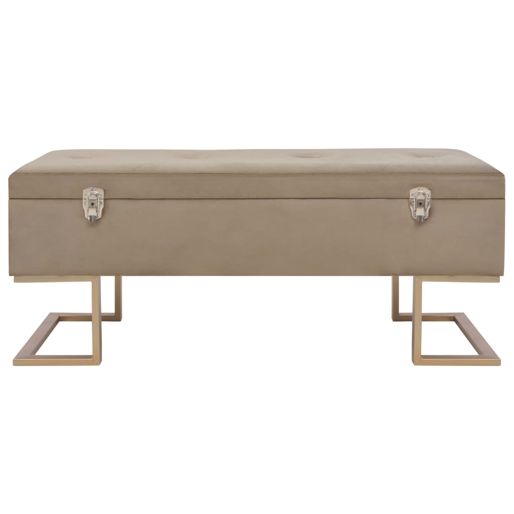 Bankje Met Opbergvak 105 Cm Fluweel Beige