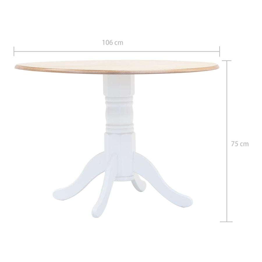 Eettafel 06 Cm Massief Rubberwood Wit en bruin