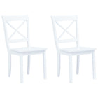 Eetkamerstoelen 2 st massief rubberwood wit 45.5x52x90 cm