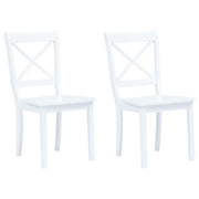 Eetkamerstoelen 2 st massief rubberwood wit 45.5x52x90 cm