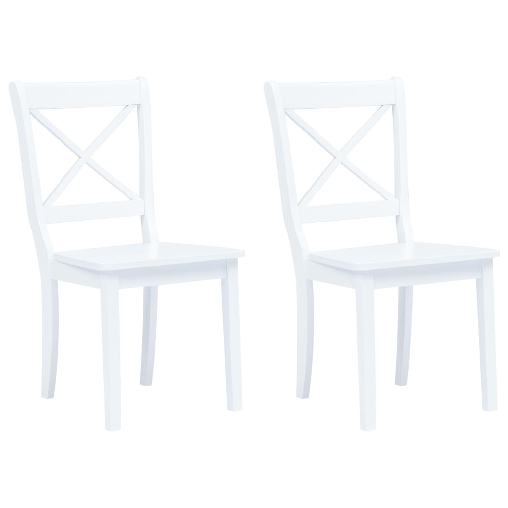 Eetkamerstoelen Massief Rubberwood 2 Wit
