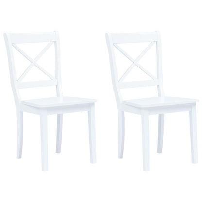 Eetkamerstoelen Massief Rubberwood 2 Wit