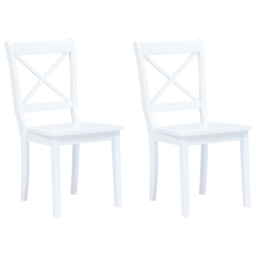 Eetkamerstoelen Massief Rubberwood 2 Wit