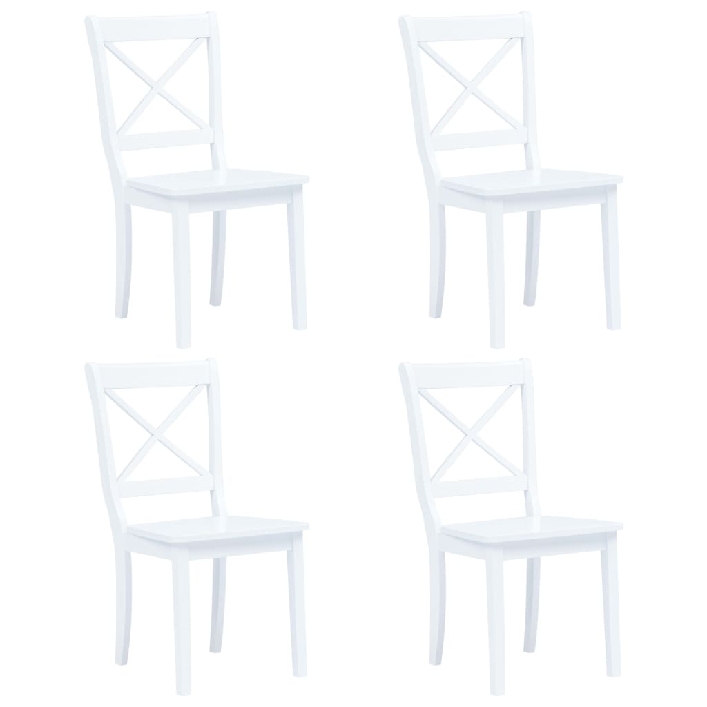 Eetkamerstoelen Massief Rubberwood 4 Wit