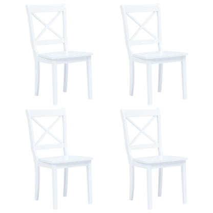 Eetkamerstoelen Massief Rubberwood 4 Wit