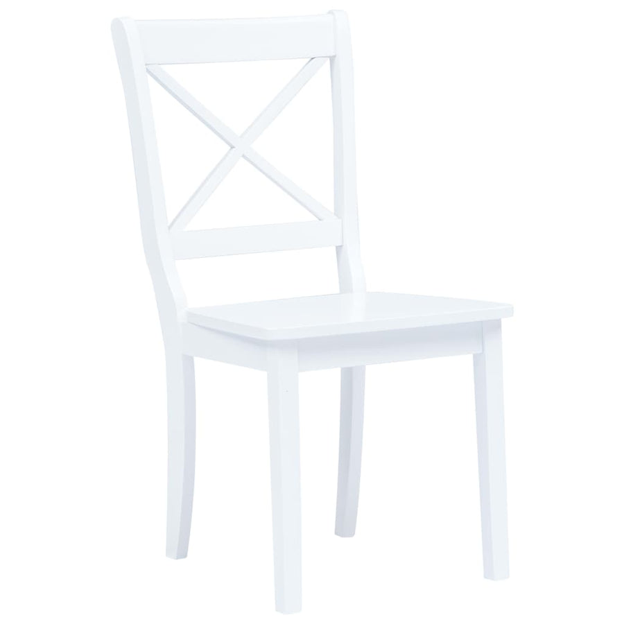 Eetkamerstoelen Massief Rubberwood 4 Wit