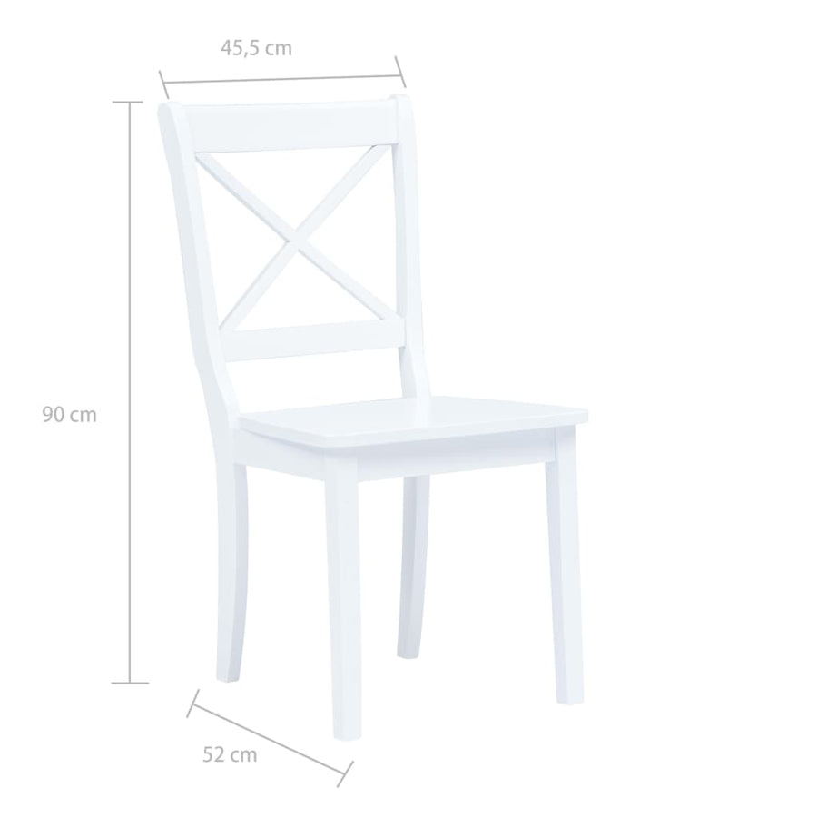 Eetkamerstoelen Massief Rubberwood 4 Wit