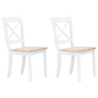 Dining chairs 2 pcs solid rubberwood natural and white