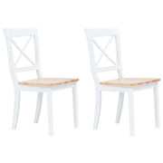 Eetkamerstoelen 2 st massief rubberwood naturel wit