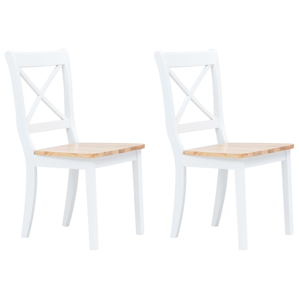 Eetkamerstoelen Massief Rubberwood Naturel En Wit 2 white and natural