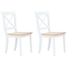 Eetkamerstoelen Massief Rubberwood Naturel En Wit 2 white and natural