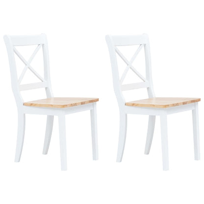 Eetkamerstoelen Massief Rubberwood Naturel En Wit 2 white and natural