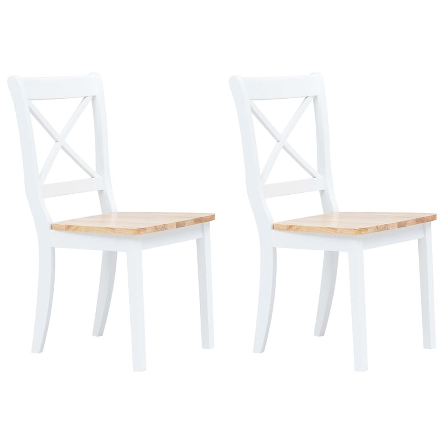 Eetkamerstoelen Massief Rubberwood Naturel En Wit 2 white and natural