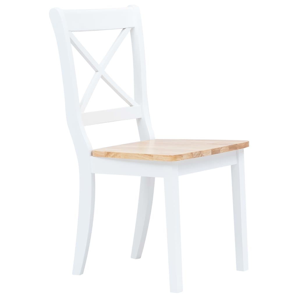 Eetkamerstoelen Massief Rubberwood Naturel En Wit 2 white and natural