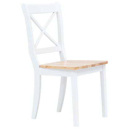 Eetkamerstoelen Massief Rubberwood Naturel En Wit 2 white and natural