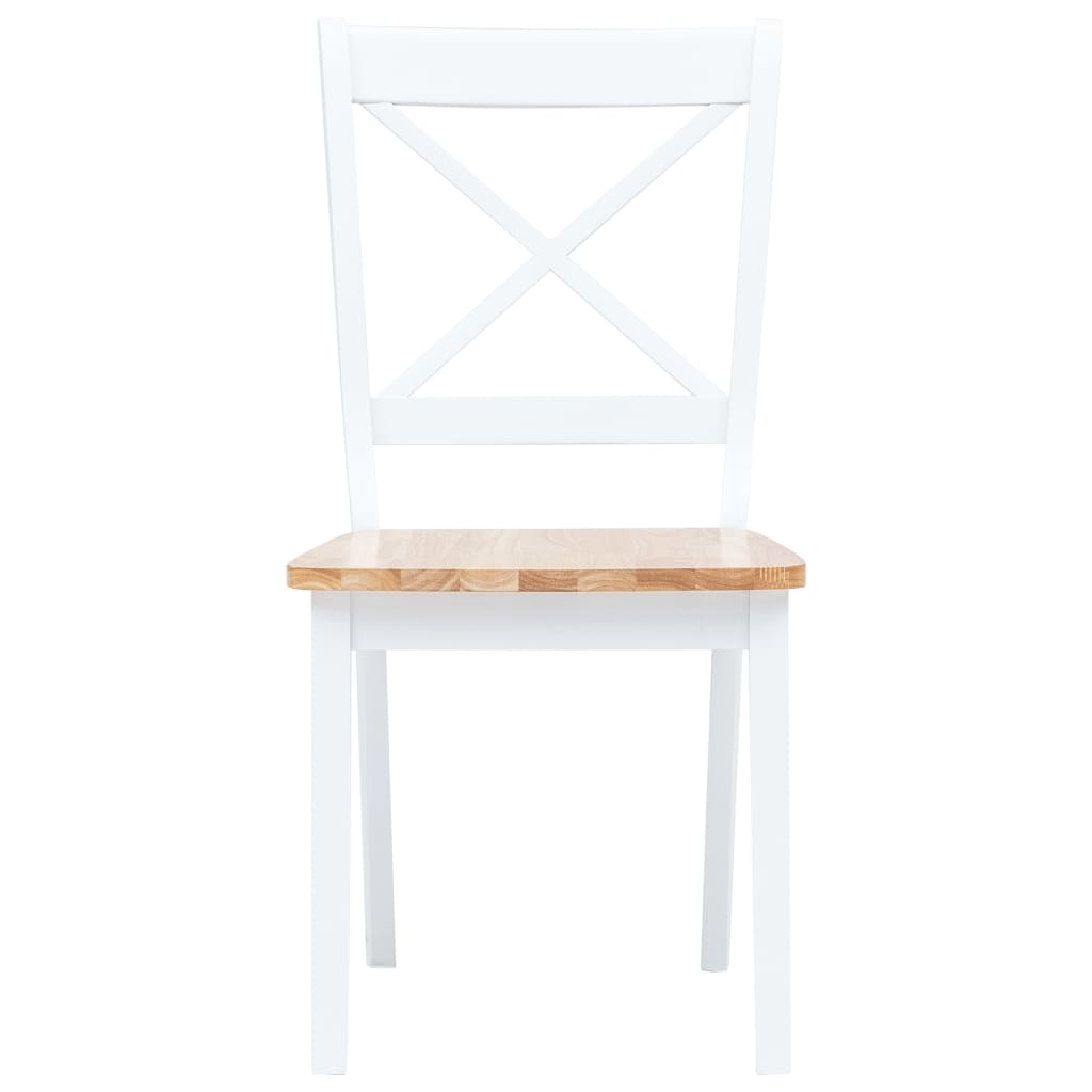Eetkamerstoelen Massief Rubberwood Naturel En Wit 2 white and natural