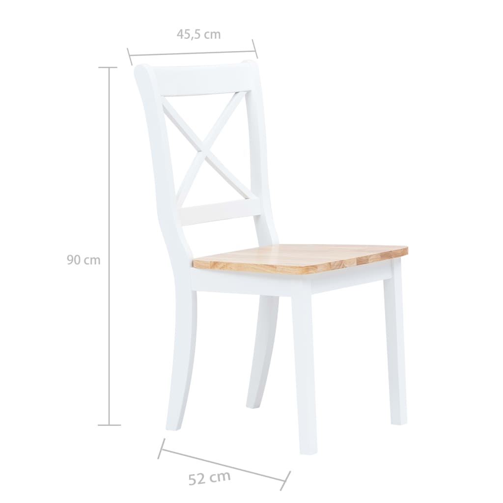 Eetkamerstoelen Massief Rubberwood Naturel En Wit 2 white and natural