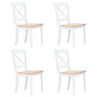 Dining chairs 4 pcs solid rubberwood natural and white