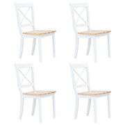 Dining chairs 4 pcs solid rubberwood natural and white