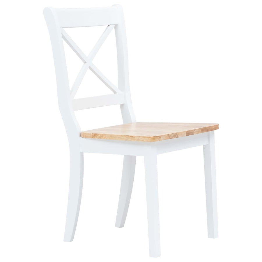 Eetkamerstoelen Massief Rubberwood Naturel En Wit 4 white and natural