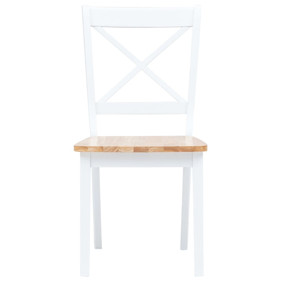Eetkamerstoelen Massief Rubberwood Naturel En Wit 4 white and natural