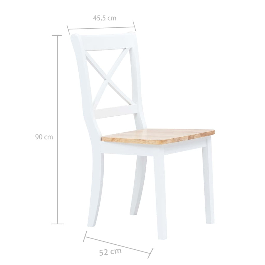 Eetkamerstoelen Massief Rubberwood Naturel En Wit 4 white and natural