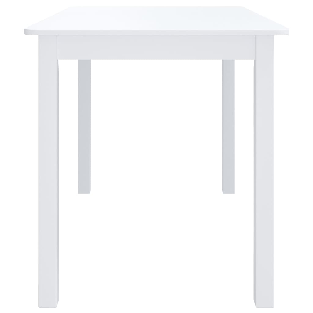 Eettafel 4X7X75 Cm Massief Rubberwood Wit